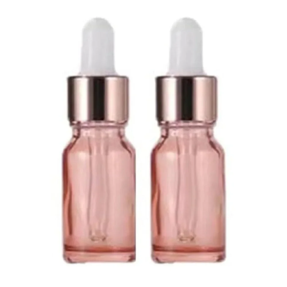 Two-Pack Pink Glass Dropper Bottles With Rose Gold Lids,15ml